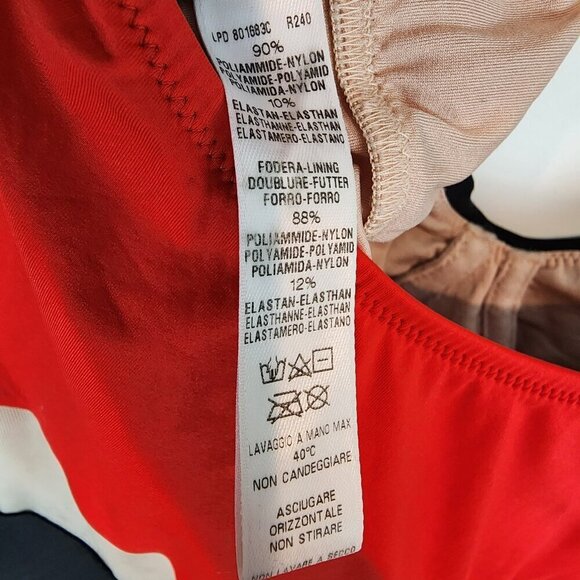 La Perla Underwire One Piece Swimsuit Red Pink Black Mesh Chevron Swimsuit 32C - Picture 11 of 14